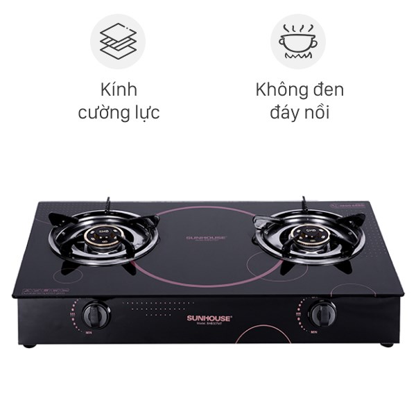 Mặt bếp ga Sunhouse được chế tạo từ kính cường lực
