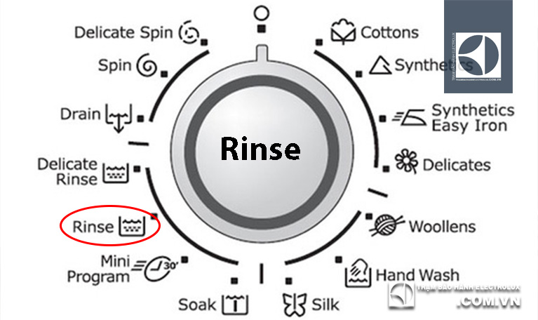 Chế độ Rinse trên máy giặt