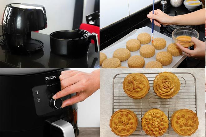 Nướng bánh trung thu bằng nồi chiên không dầu