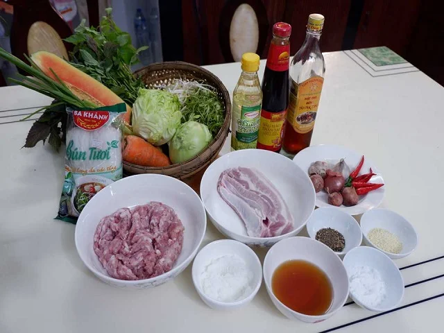 Nguyên liệu làm món bún chả