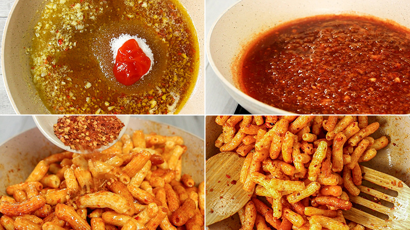 Nui chiên bơ tỏi cay hấp dẫn
